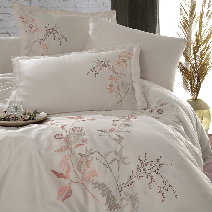 Beautifully Stitched Cotton Bed Linen Set in  Champagne Color – High-Quality Craftsmanship and Durability